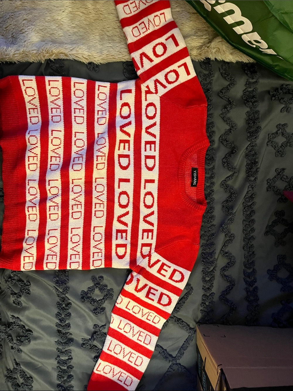 Red & White 'LOVED' Knit Sweater